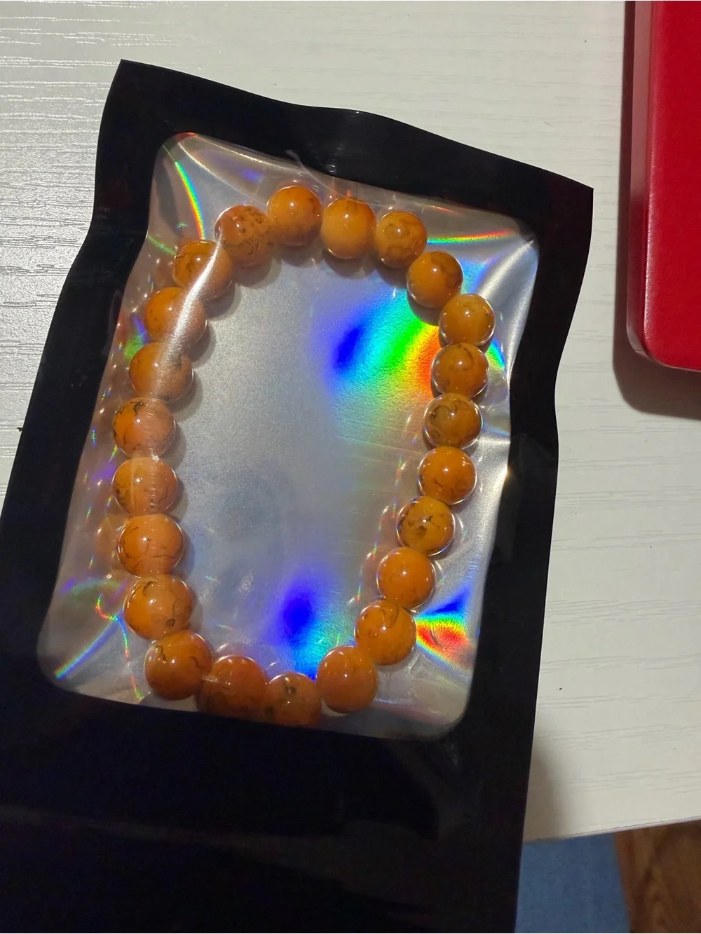 Kids Orange Beaded Stretch Bracelet